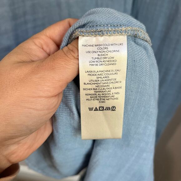 Free People Cinderella Story Shirtdress Size S Blue Denim Gauze Button Front - Picture 10 of 13